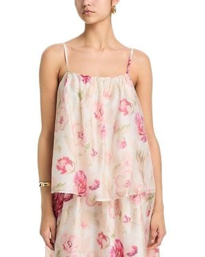Aqua Rose Flounce Top - Pink