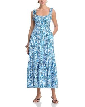 Aqua Tile Print Maxi Dress - Blue