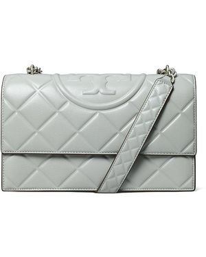 Tory Burch Small Fleming Leather Shoulder Bag - Gray