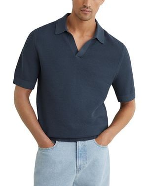 Reiss Leon Basket Stitch Polo Shirt - Blue