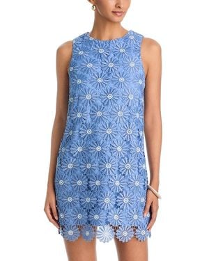 Aqua Flower Crochet Mini Dress - Blue