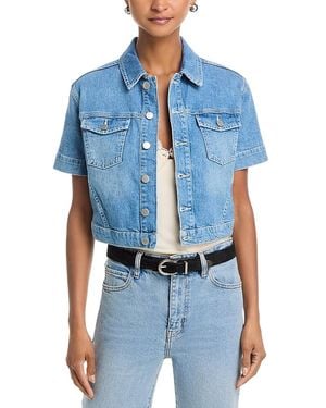 L'Agence Kirstie Short Sleeve Crop Denim Jacket - Blue