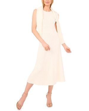Ted Baker Sleeveless Round Neck Midi Dress With Pointelle And Rib - Natural