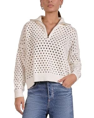 Elan Open Knit Half Zip Sweater - White