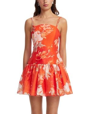 LEO LIN Floral-Pattern Mini Dress - Red