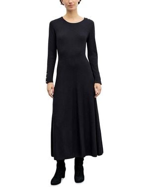 Gerard Darel Cina Round Neck Rib Knit Dress - Black