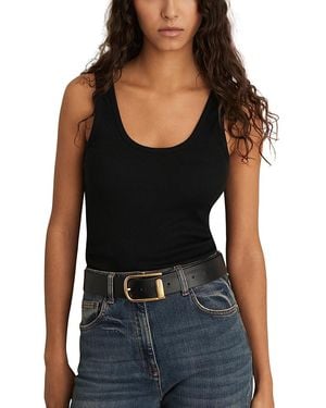 Reiss Scoop Neck Rib Vest - Black