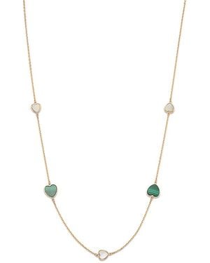 Bloomingdale's Fine Collection Malachite & Mother Of Pearl Heart Bezel Station Necklace - Natural