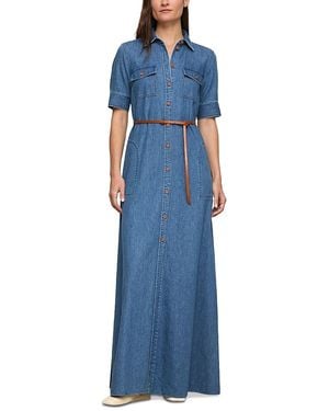 Lafayette 148 New York Patch Pocket Maxi Shirtdress - Blue
