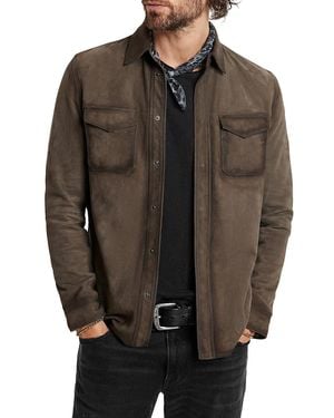John Varvatos Izzy Suede Shirt Jacket - Brown