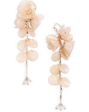 Aqua Flower Dangle Earrings - White