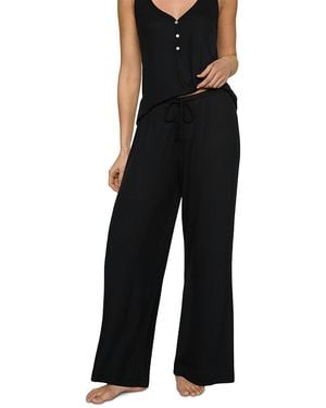 Eberjey Dream Ribbed Wide Leg Pants - Black
