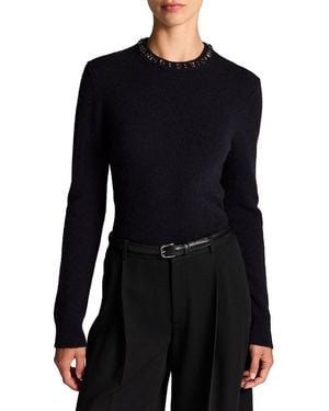 Vince Gem Embellished Wool & Cashmere Crewneck Sweater - Black