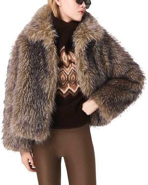 Maje Gastonita Faux Fur Coat - Brown