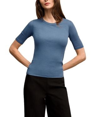 M.M.LaFleur M. M.Lafleur Chana Fitted Organic Ribbed Pima Cotton T-Shirt - Blue