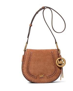 Michael Kors Josie Medium Suede Saddle Bag - Brown