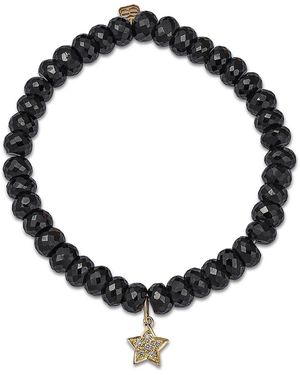 Sydney Evan 14K Diamond Star Charm Beaded Bracelet - Black