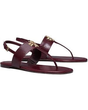 Tory Burch Eleanor Thong Toe Logo Sandals - Brown