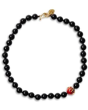 Chan Luu Coral Encased Jasper Beaded Collar Necklace, 17 - Black