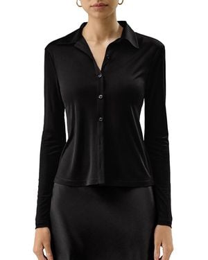 LILYSILK Basic Slim Silk Jersey Shirt - Black
