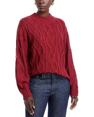 Elan Cable Knit Crewneck Sweater - Red