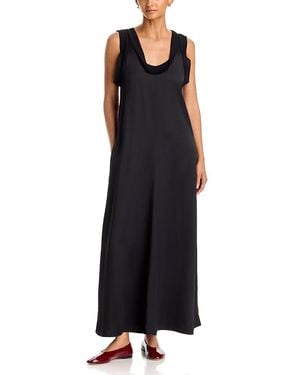 TOTEME Ribbed Trim Scoop Neck Dress - Black