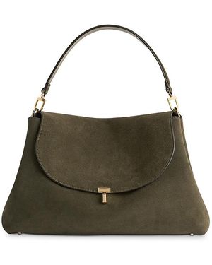 TOTEME T Lock Suede Satchel - Green