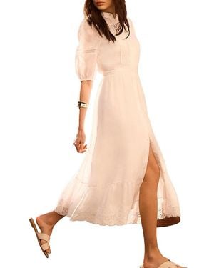 Mint Velvet Ramie Puff Sleeve Midi Dress - Pink