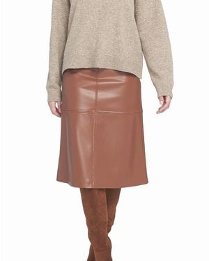 Elle Collection Elle A-Line Faux Leather Skirt - Natural