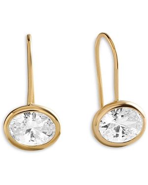 BaubleBar Fallon Oval Crystal Bezel Drop Earrings - Metallic