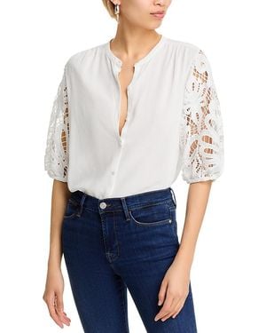 Ramy Brook Gia Lace Sleeve Top - White