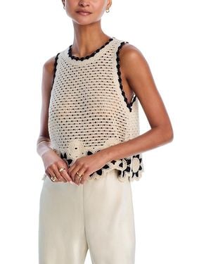 Aqua Crocheted Sleeveless Sweater - Multicolor