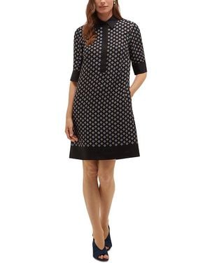 Hobbs Marciella Printed Elbow Sleeve Shift Dress - Black