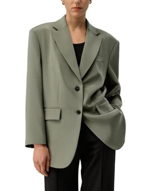 LILYSILK Oversized Padded-Shoulder Silk Blazer - Green