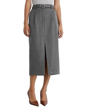 Reiss Petites Astrid Wool Pinstriped Midi Skirt - Gray