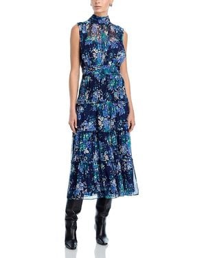 10 Crosby Derek Lam Junia Floral Tapestry High Neck Dress - Blue