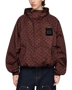 Ganni Printed Nylon Jacket - Brown