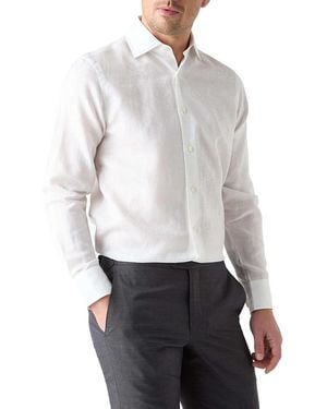 Robert Talbott Reynolds Paisley Jacquard Cotton Linen Blend Shirt - White