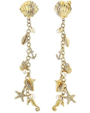 Sydney Evan 14K Diamond & Cultured Freshwater Pearl Nautical Charm Linear Drop Earrings - Metallic