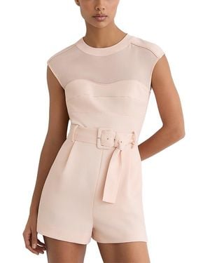 Reiss Ora Structured Belted Romper - Pink