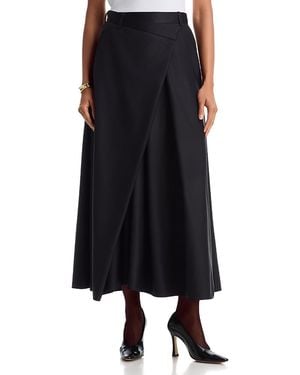 Heirlome Tetchan Wool Blend Crossover Waist Midi Skirt - Black