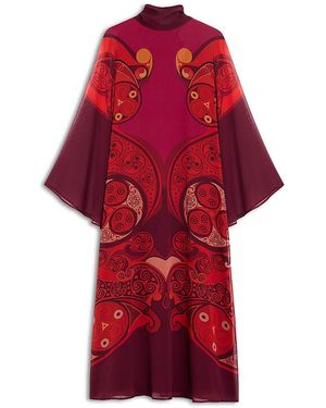 La DoubleJ Magnifco Silk Printed Midi Dress - Red