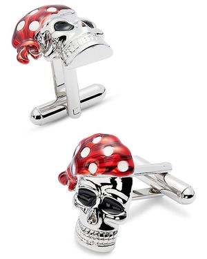 Link Up Pirate Skull Cufflinks - White