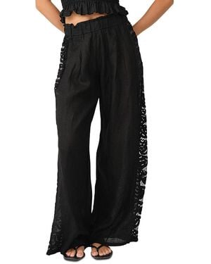PQ Swim Jace Lace Linen Blend Cover-Up Pants - Black