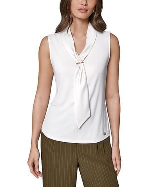 Donna Karan Scarf Neck Sleeveless Blouse - White