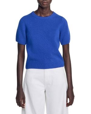 Sandro Emily Wool Crewneck Sweater - Blue