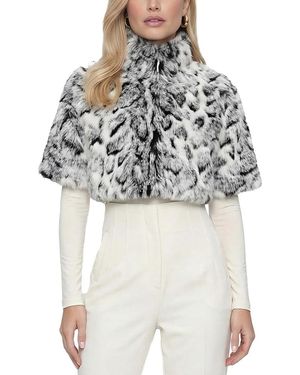Lyla Grant Faux Fur Fox Printed Bolero With Cropped Sleeves - Gray
