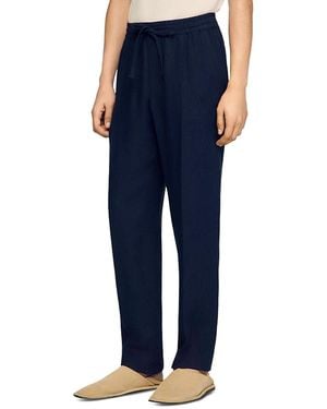 Sandro Alpha Linen Classic Fit Pants - Blue