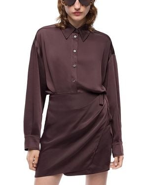 Pinko Asfodelo Washed Twill Shirt Dress - Purple