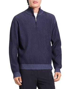 Theory Mock Neck Quarter Zip Sweater - Blue